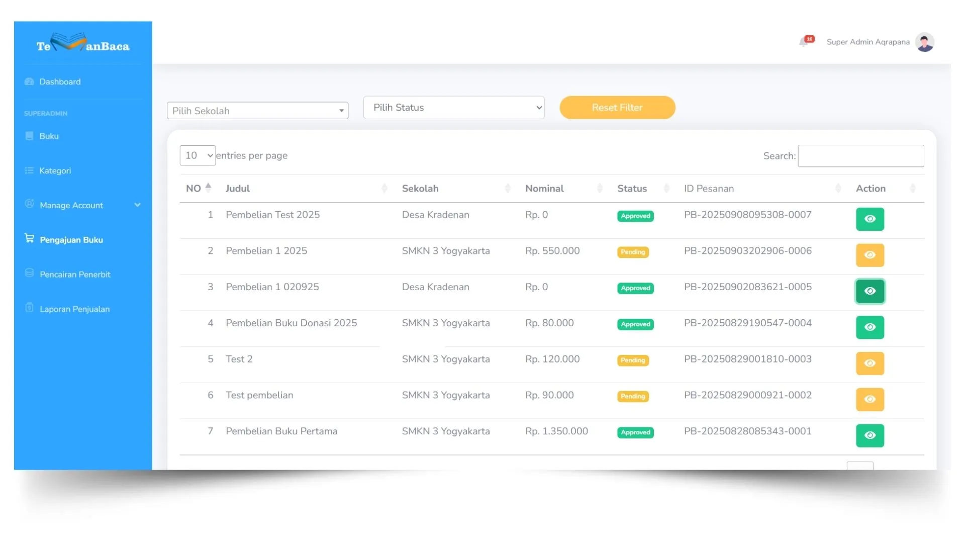 Daftar Pengajuan Buku